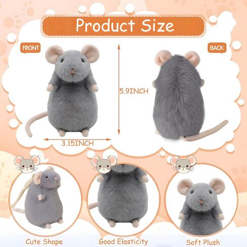 Cute Plush Fancy Rat Charm – Funny Stuffed Animals Mouse Backpack Pendant, Backpack Accessories for Women Girls Boys Handbag as Christmas Graduation Birthday Party Gifts (Grey) in Kuwait