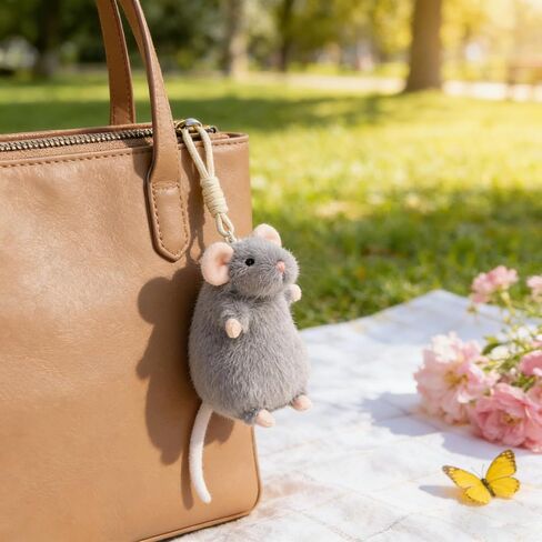 Cute Plush Fancy Rat Charm – Funny Stuffed Animals Mouse Backpack Pendant, Backpack Accessories for Women Girls Boys Handbag as Christmas Graduation Birthday Party Gifts (Grey) in Kuwait