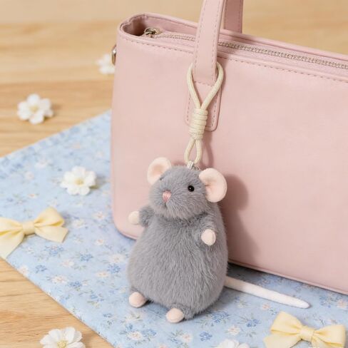 Cute Plush Fancy Rat Charm – Funny Stuffed Animals Mouse Backpack Pendant, Backpack Accessories for Women Girls Boys Handbag as Christmas Graduation Birthday Party Gifts (Grey) in Kuwait