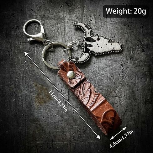 Western Keychain Wristlet for Women - Leather Cowboy Style Car Key Holder Strap - Leopard Cow Print Western Wristlet Lanyard - Boho Bag Charm Key Ring Gift in Saudi Arabia