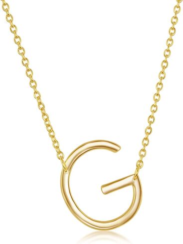 Dainty Sideways Initial Necklace for Women – Sterling Silver or 14K Gold Plated 20mm Alphabet Letter Pendant in Kuwait