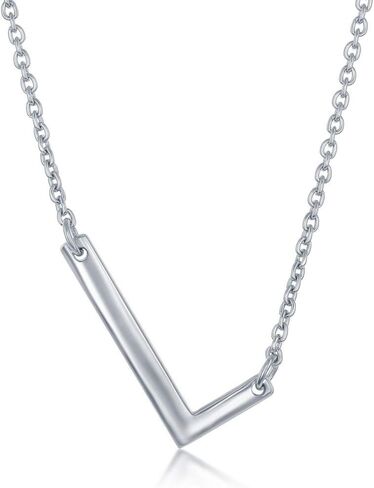 Dainty Sideways Initial Necklace for Women – Sterling Silver or 14K Gold Plated 20mm Alphabet Letter Pendant in Kuwait
