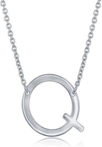 Dainty Sideways Initial Necklace for Women – Sterling Silver or 14K Gold Plated 20mm Alphabet Letter Pendant in Kuwait