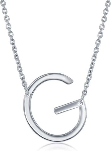 Dainty Sideways Initial Necklace for Women – Sterling Silver or 14K Gold Plated 20mm Alphabet Letter Pendant in Kuwait
