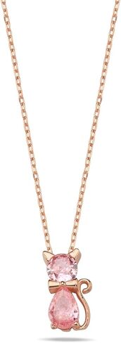 925 Sterling Silver Pink Stone Cat Necklace in Saudi Arabia