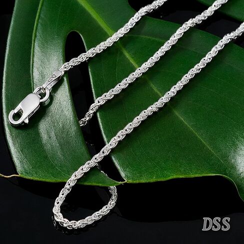 DSS 925 Sterling Silver Necklace for Women, Lobster Claw Clasps, Sterling Silver Chain, Italian Jewelry for Women - Made in Italy in Kuwait