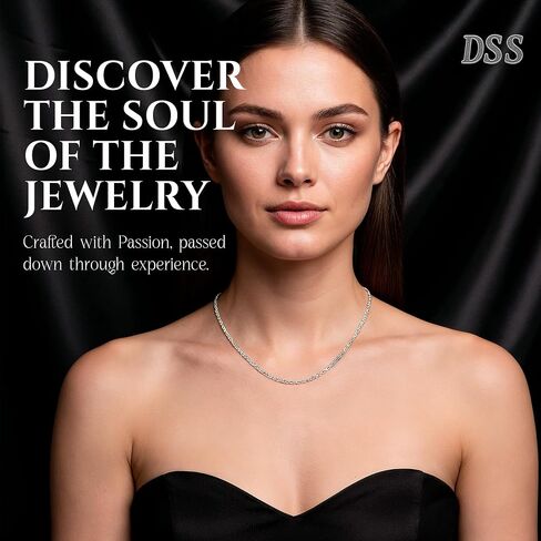 DSS 925 Sterling Silver Necklace for Women, Lobster Claw Clasps, Sterling Silver Chain, Italian Jewelry for Women - Made in Italy in Kuwait