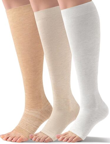 Bamboo Viscose Toeless Compression Socks Women & Men for Summer - Cooling Open Toe Knee High Support Socks, 18-25 mmHg in Saudi Arabia