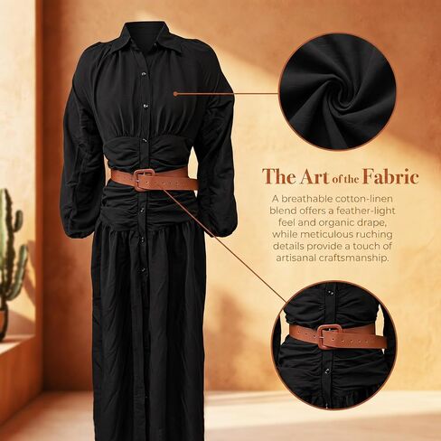 Summer Women's Long Sleeve Button Front Maxi Dress Asymmetrical Ruched Country Concert Western Cowgirl Flowy Dresses in Kuwait