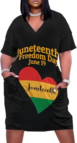 Juneteenth Freedom Day African American Women's Plus Size Dresses Summer T-Shirt Dress in Saudi Arabia