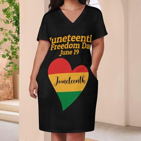 Juneteenth Freedom Day African American Women's Plus Size Dresses Summer T-Shirt Dress in Saudi Arabia