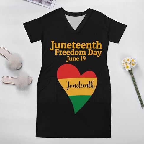 Juneteenth Freedom Day African American Women's Plus Size Dresses Summer T-Shirt Dress in Saudi Arabia