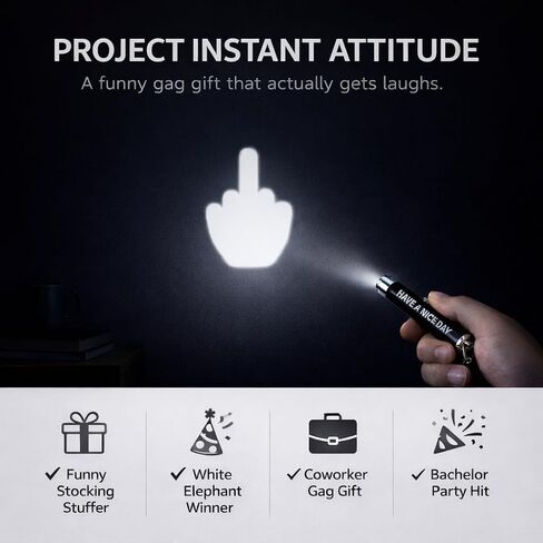Vinylcation Funny Middle Finger Keychain LED Light - Projects Middle Finger Image - Novelty Gag Gift for Adults, Funny Prank Gift, White Elephant & Coworker Gift in Saudi Arabia