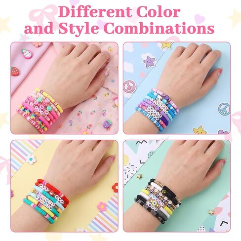 32 Pcs Friendship Bracelets for Women, Colorful Polymer Clay Beaded Bracelets, Stackable Stretch Charm Bracelet, Y2K Boho Preppy Style Bulk Jewelry Gifts, Summer Beach Party Accessories in Saudi Arabia