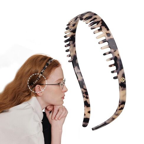 EVITA PERONI Headbands for Women with Teeth Non Slip Comfortable Comb Hair Band for Eyewear, No Pressure-Tortoiseshell in Saudi Arabia