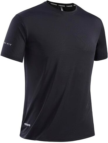 3 PCS Pack Men's Quick Dry Athletic T-Shirt 89% Nylon 11% Spandex Short Sleeve Gym Workout Running Top Black Grey White in Saudi Arabia