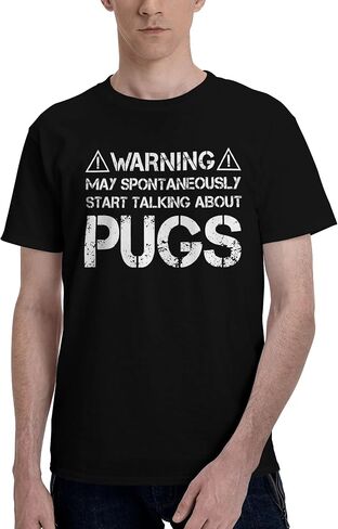 Men's T-Shirt,Pug Warning,Athletic Top Moisture Wicking Short Sleeved Tee in Saudi Arabia