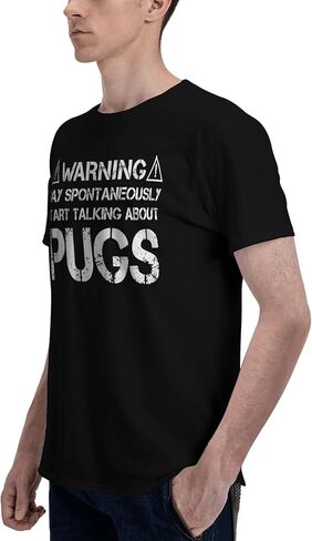 Men's T-Shirt,Pug Warning,Athletic Top Moisture Wicking Short Sleeved Tee in Saudi Arabia