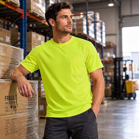 Men's Short Sleeve Moisture Wicking Crewneck Work Tees in Saudi Arabia