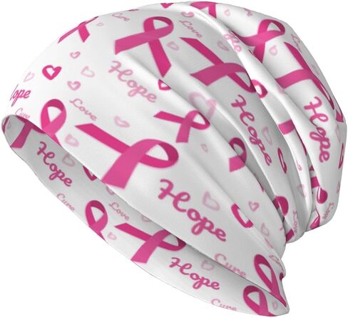 Breast Cancer Beanie Chemo Hats for Women Men Slouchy Headwear Stretchy Skull Cap Soft Knitted Hat Nightcap Chemo Gifts in Saudi Arabia