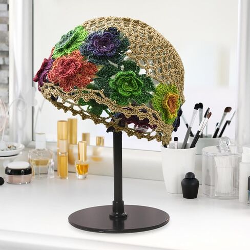 Vaveren Flower Crochet Beanie Elegant Cutout Floral Hat for Dating Shopping Outdoor in Kuwait