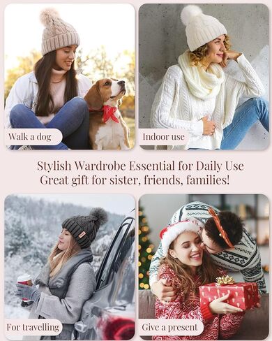 3 PCS Womens Beanie with Pom Pom, Knit Beanie Hats for Women Winter and Fall, Cute Warm Winter Hats for Ladies, Fashionable Skull Cap Beanies for Cold Weather-001 in Saudi Arabia