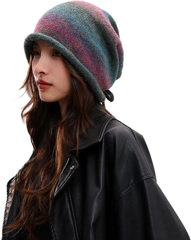 Colorful Slouchy Beanie Hat Oversized Soft Warm Skull Beanie Cap in Saudi Arabia