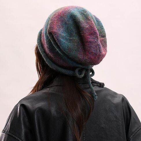 Colorful Slouchy Beanie Hat Oversized Soft Warm Skull Beanie Cap in Kuwait