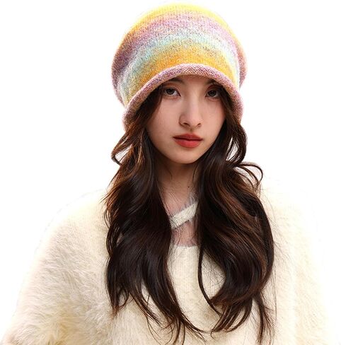 Colorful Slouchy Beanie Hat Oversized Soft Warm Skull Beanie Cap in Kuwait