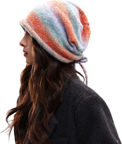 Colorful Slouchy Beanie Hat Oversized Soft Warm Skull Beanie Cap in Kuwait