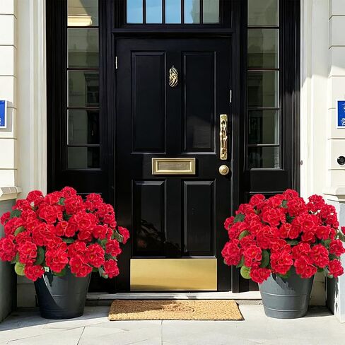 Ouddy Decor Artificial Geranium Flowers for Outdoors, Fake Silk Flowers UV Resistant Faux Geraniums for Vase Planter Garden Patio Balcony Porch Indoor Outdoor Spring Summer Home Decor, 6 Pcs Red in Saudi Arabia