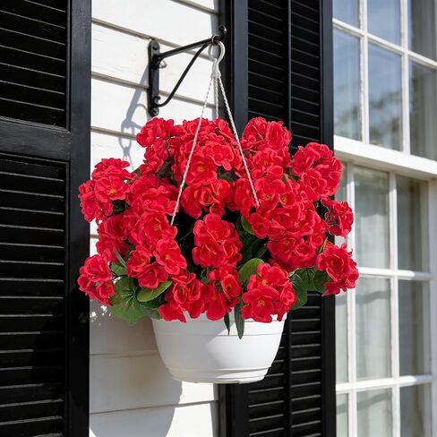 Ouddy Decor Artificial Geranium Flowers for Outdoors, Fake Silk Flowers UV Resistant Faux Geraniums for Vase Planter Garden Patio Balcony Porch Indoor Outdoor Spring Summer Home Decor, 6 Pcs Red in Saudi Arabia