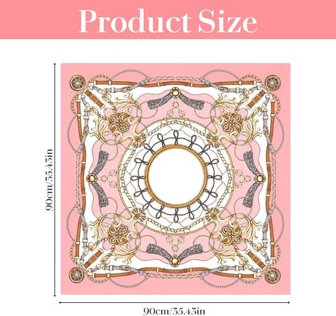 35 Inch Head Scarf for Women, Large Silk Satin Square Bandana, Pink Hair Wrap, Neck Scarves & Fashion Accessory with Hair Sticks in Saudi Arabia