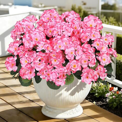 Ouddy Decor Artificial Geranium Flowers for Outdoors, Fake Silk Flowers UV Resistant Faux Geraniums for Vase Planter Garden Patio Balcony Porch Indoor Outdoor Spring Summer Home Decor, 6 Pcs Red in Saudi Arabia