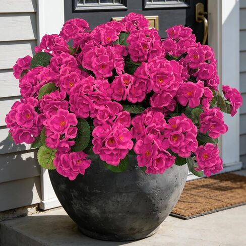 Ouddy Decor Artificial Geranium Flowers for Outdoors, Fake Silk Flowers UV Resistant Faux Geraniums for Vase Planter Garden Patio Balcony Porch Indoor Outdoor Spring Summer Home Decor, 6 Pcs Red in Saudi Arabia
