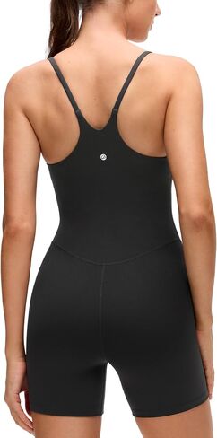 CRZ YOGA Butterluxe Cross Back Yoga Rompers for Women - Bodycon Athletic One Piece Jumpsuit Bodysuit Shorts with Built-in Bra in Kuwait