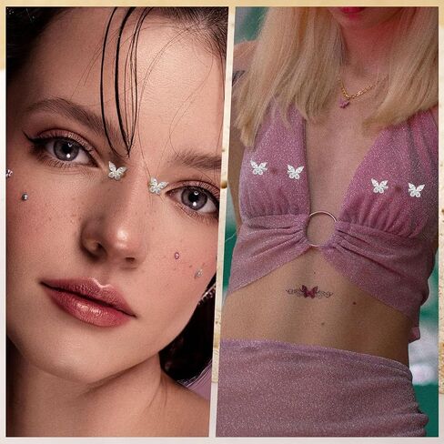 PEAKLINK 14G Butterfly Nipple Rings 1 Pair Titanium Nipple Jewelry Cube Zircon Nipple Barbell Internally Threaded Nipple Bars Bridge Piercing in Kuwait