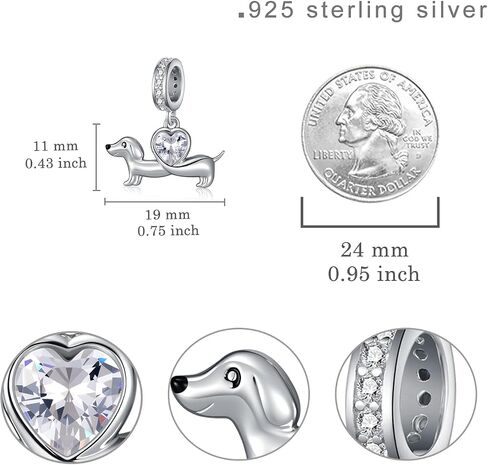 Dachshund Charms 925 Sterling Silver Dog Jewelry Dachshund Decor Weiner Dog Gifts for Women Animal Lover in Kuwait