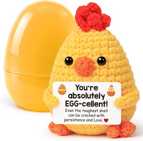 Funny Chicken Easter Basket Stuffers Gifts for Teens Girls Boys Easter Gifts for Kids Easter Egg Fillers for Daughter Son Women Men Friend Crochet Animal Positive Support Chick Spring Gift in Saudi Arabia