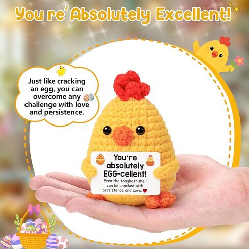 Funny Chicken Easter Basket Stuffers Gifts for Teens Girls Boys Easter Gifts for Kids Easter Egg Fillers for Daughter Son Women Men Friend Crochet Animal Positive Support Chick Spring Gift in Saudi Arabia