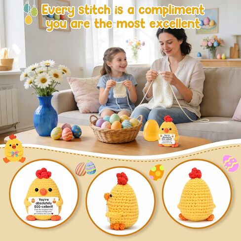 Funny Chicken Easter Basket Stuffers Gifts for Teens Girls Boys Easter Gifts for Kids Easter Egg Fillers for Daughter Son Women Men Friend Crochet Animal Positive Support Chick Spring Gift in Saudi Arabia