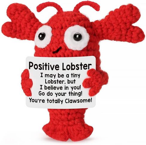 Handmade Crochet Lobster, Inspirational Crocheted Animals, Positive Emotional Support Gift for Women, Men, Girlfriend, Boyfriend, Wife, Husband | Cheer Up Gifts for friends, Coastal Lovers/Couples in Saudi Arabia