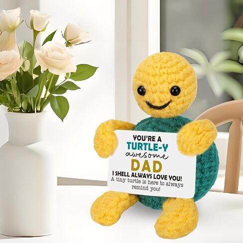Christmas Turtle Dad Gifts from Daughter Son, Stocking Stuffers Birthday I Love You Gift for Father Daddy Stepdad Bonus New Dad Father in Law Best Dads Ever Present Handmade Emotional Crochet Animals in Kuwait