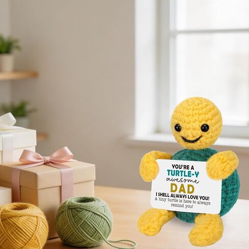 Christmas Turtle Dad Gifts from Daughter Son, Stocking Stuffers Birthday I Love You Gift for Father Daddy Stepdad Bonus New Dad Father in Law Best Dads Ever Present Handmade Emotional Crochet Animals in Kuwait