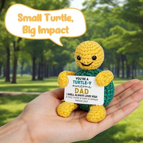 Christmas Turtle Dad Gifts from Daughter Son, Stocking Stuffers Birthday I Love You Gift for Father Daddy Stepdad Bonus New Dad Father in Law Best Dads Ever Present Handmade Emotional Crochet Animals in Kuwait