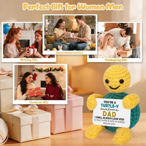 Christmas Turtle Dad Gifts from Daughter Son, Stocking Stuffers Birthday I Love You Gift for Father Daddy Stepdad Bonus New Dad Father in Law Best Dads Ever Present Handmade Emotional Crochet Animals in Kuwait