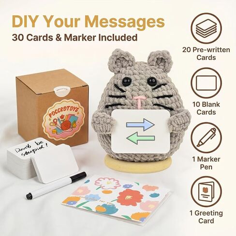 Positive Crochet Mouse Animals with 30 Swappable Affirmation Cards Fathers Day Teacher Coworkers Appreciation Gifts - Handmade Birthday Gifts for Women Men Her Him Mom Dad Cute Decor in Saudi Arabia