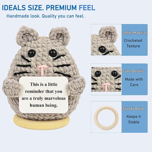 Positive Crochet Mouse Animals with 30 Swappable Affirmation Cards Fathers Day Teacher Coworkers Appreciation Gifts - Handmade Birthday Gifts for Women Men Her Him Mom Dad Cute Decor in Saudi Arabia