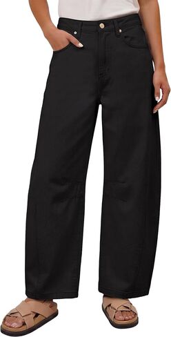 ANRABESS Women's Wide Leg Barrel Jeans | Mid Rise Ankle Length Denim Pants,Going Out Y2K Streetwear,Casual Baggy Relaxed Fit Boyfriend Style,Fall Spring in Kuwait