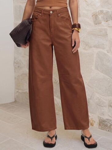 ANRABESS Women's Wide Leg Barrel Jeans | Mid Rise Ankle Length Denim Pants,Going Out Y2K Streetwear,Casual Baggy Relaxed Fit Boyfriend Style,Fall Spring in Kuwait